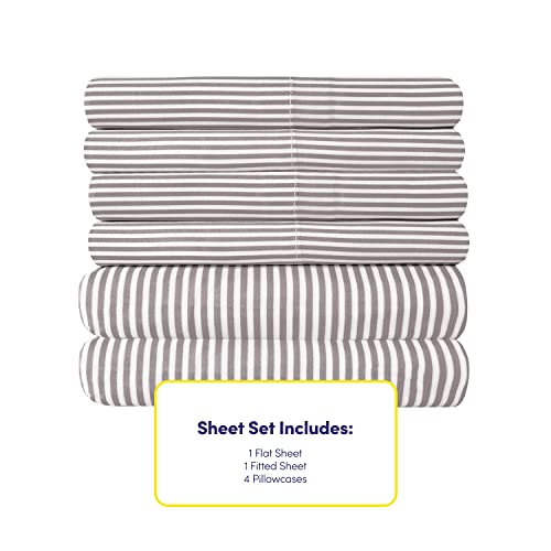 King Size Bed Sheets - 6 Piece 1500 Supreme Collection Fine Brushed Microfiber Deep Pocket King Sheet Set Bedding - 2 Extra Pillow Cases, Great Value, King, Classic Stripe Gray Sweet Home Collection