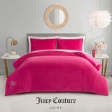 Juicy Couture Hot Pink Velour Full/Queen Comforter Set - 3 Piece Luxury Bedding Ensemble Juicy Couture