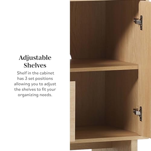 Walker Edison Scandinavian Beveled 2-Door, 2-Drawer Sideboard, 63 Inch, Coastal Oak Walker Edison