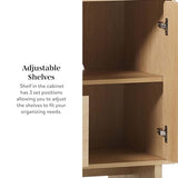 Walker Edison Scandinavian Beveled 2-Door, 2-Drawer Sideboard, 63 Inch, Coastal Oak Walker Edison