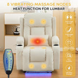 IPKIG Power Recliner Chair for Adults, Wall Hugger RV Recliners with LED Lights/USB Ports/Pillow/Side Pockets, Overstuffed Electric Recliner Sofa Chair for Living Room, Home Theater (1, Creamy White)