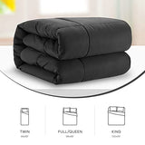 Sonive Full/Queen Comforter,Quilted Duvet All Season Down Alternative Bedding Duvet Insert Soft Fluffy Breathable Microfiber 200gsm with 8 Corner Tabs Easy Care Black Sonive