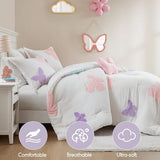 Intelligent Design Kids Rio Twin Comforter Set – Girls’ Reversible Tufted Chenille Bedding with Pastel Purple Butterflies and Pink Dot, 3pcs Intelligent Design