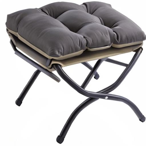 WELL-STRONG 15" Foldable Foot Stool Ottoman with Metal Frame - Washable Dark Grey Upholstered Indoor/Outdoor Footrest for Living Room, Bedroom, Patio - Space-Saving Compact Design WELL-STRONG