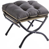 WELL-STRONG 15" Foldable Foot Stool Ottoman with Metal Frame - Washable Dark Grey Upholstered Indoor/Outdoor Footrest for Living Room, Bedroom, Patio - Space-Saving Compact Design WELL-STRONG