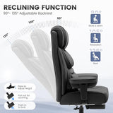 BestGlory Office Desk Chair, Big and Tall Leather Gaming Chair with Footrest, Wide Ergonomic Comfy Executive High-Back Reclining Computer Chairs, Swivel Rolling Wheels and Padded Lumbar Support, Black BestGlory