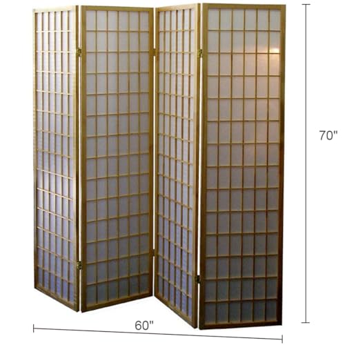 Transform Your Space with a 70" Tall 4-Panel Japanese Style Room Divider - Beautiful Natural Wood Finish! Zjjseloru
