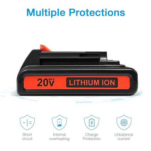 Powerextra 2 Pack 3.6Ah LBXR20 Battery for Black & Decker 20V Battery Max Lithium LB20 LBX20 LST220 LBXR2020-OPE LBXR20B-2 LB2X4020 Cordless Tool Powerextra