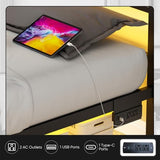 Gohapnis Twin Bed Frames with Headboard and Footboard,Black Metal Platform Bed Frame with RGB LED Lights and USB Charging Station,Under Bed Storage,No Box Spring Needed,Suitable for Bedrooms Gohapnis