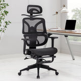 VECELO Swivel Ergonomic High Back Mesh Office Chair with Retractable Footrest, Adjustable Backrest, Tilt Function, 3D Armrests & Headrest, Lumbar Support for Executive/Computer Desk/Task Work, Black VECELO