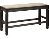 Signature Design by Ashley Tyler Creek Urban Farmhouse Counter Height Upholstered Dining Bench, Almost Black Signature Design by Ashley