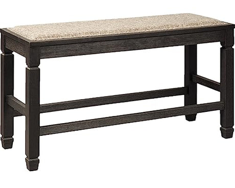 Signature Design by Ashley Tyler Creek Urban Farmhouse Counter Height Upholstered Dining Bench, Almost Black Signature Design by Ashley