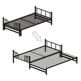 DNChuan Twin Over Twin to King Bunk Bed with Pop Up Trundle, Can Be Divided Into 2 Beds for Kids Boys Adults Girls, Metal Frame with Headboard and Footboard, Black DNChuan