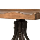 Hillsdale Worland Backless Metal Adjustable Height Stool with Wood Saddle Seat, Brown Hillsdale