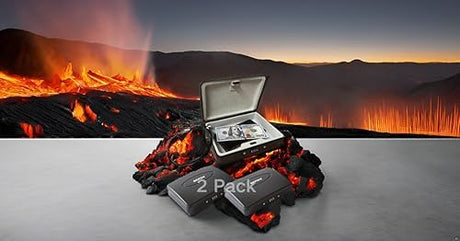 SEPOX® 2Pcs Water/Fire-Resistant Portable Security Case Lock Box Steel, Personal Travel Safe Storage Cabinet for Small Item, 3-Ft Cable, Ressetable Combination Lock for Dorm, Car, Sports, Office SEPOX