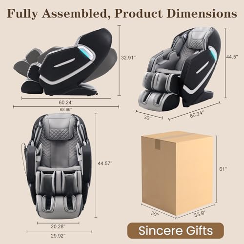 RESTREAL 4D Massage Chair Full Body, Zero Gravity SL-Track Shiatsu Electric Massage Chair Recliner, Airbag Massage, Deep Yoga Stretch with Heat Body Scan Bluetooth Foot Roller, Extendable Footrest RESTREAL