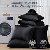HEVUMYI Black King Comforter Set - 7-Piece All Season Bed in a Bag King, Ultra Soft Bedding Set with Comforter, Flat Sheet, Fitted Sheet, Pillowcases, Pillow Shams, Black HEVUMYI