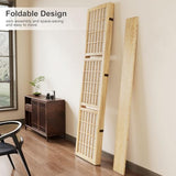 Room Divider with Shelves, 66.9-Inch Tall Japanese Shoji Style Wood Screen with Double Hinges for Home Office Bedroom Hotel Decoration (4 Panels, Natural) Svimi