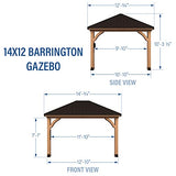 Backyard Discovery Barrington 14 ft. x 12 ft. Hip Roof Cedar Wood Gazebo Pavilion, Shade, Rain, Hard Top Steel Metal Roof, All Weather Protected, Wind Resistant up to 100 mph, Holds up to 10650 lbs Backyard Discovery