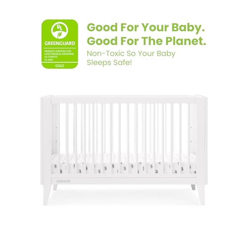 Delta Children Ollie 4-in-1 Convertible Crib - Greenguard Gold Certified, Bianca White - WoodArtSupply