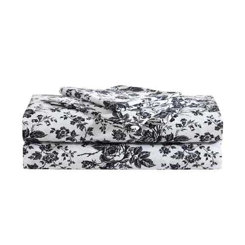 Betsey Johnson - Queen Bed Sheets, Soft & Lightweight Bedding, Fade & Wrinkle Resistant (Betseys Toile Black, Queen) Betsey Johnson