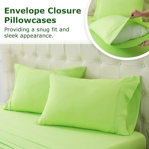Homilay Twin Size Bed Sheet Set - 3 Piece Soft Microfiber Sheets with Deep Pockets, Cooling Technology, and Wrinkle-Free Pillowcase. Hotel-Quality, Durable Bedding, Sharp Green Homilay