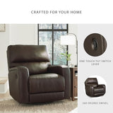 Signature Design by Ashley Emberla Contemporary Leather Match Manual Swivel Glider Rocker Recliner, Dark Brown Signature Design by Ashley