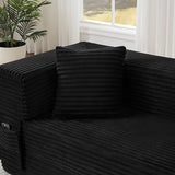 KEIKI 78" Futon Folding Sofa Bed, 4-in-1 Boneless Couches for Living Room, Oversized Comfort Corduroy Upholstered Sleeper Pull Out Bed for Small Space Bedroom Lounge, Removable Armrests, Black KEIKI