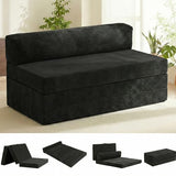 NLDD 5-in-1 Convertible Sofa Bed, Boneless Couch Loveseat Sleeper with Removable Cushions & Washable Cover, Futon Sofa Bed with Handle, Pull Out Couch for Small Spaces, Full Size, Black NLDD