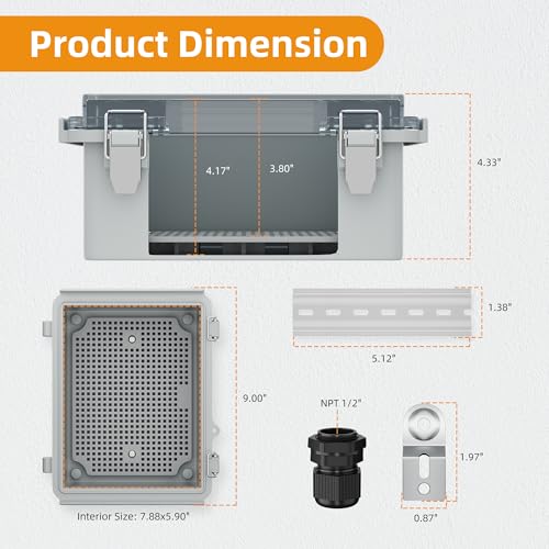 Joinfworld Outdoor WiFi Enclosure Weatherproof Locking Outdoor WiFi Box Plastic Waterproof Switch Router Enclosure Box 8.7x6.7x4.3 Joinfworld