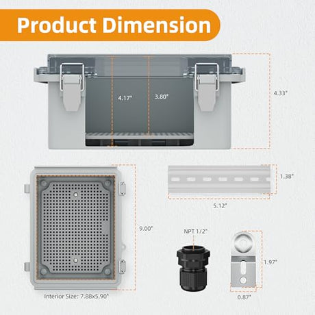 Joinfworld Outdoor WiFi Enclosure Weatherproof Locking Outdoor WiFi Box Plastic Waterproof Switch Router Enclosure Box 8.7x6.7x4.3 Joinfworld