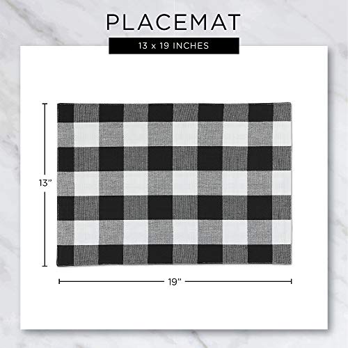DII Buffalo Check Collection, Classic Farmhouse Placemat Set, 13x19, Gray & White, 6 Piece DII