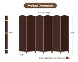 Duraspace 6 Panels Room Divider 6 FT Tall Weave Fiber Freestanding Double Hinged Extra Wide Folding Screen for Patio Privacy (Brown) DURASPACE