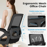 AnyGod Big and Tall Office Chair, Ergonomic Desk Chair Mesh Mid Back with Comfy Lumbar Support Swivel Task Executive Chairs with Wheels, Flip up Arms for Home, Office, Study AnyGod