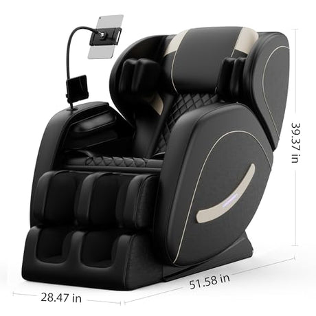 2026 Massage Chair Full Body, Zero Gravity SL-Track Shiatsu Massage Recliner, with Zero Gravity, with Full Body Air Pressure, Heat, APP Control, 6 Fix Point Rollers, Airbags, Deep Yoga Stretch (Black) AYJOIR