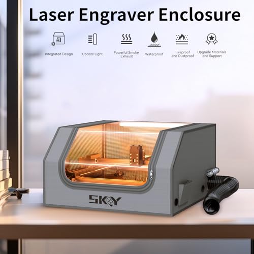Skouphy Updated Integrated Laser Engraver Enclosure with LED Light, Ventilation Kit, Cover Tent Fits for Most Laser Cutter, Insulates Against Smoke, Odor and Eye Protection, 720x720x400mm Cregrant3D