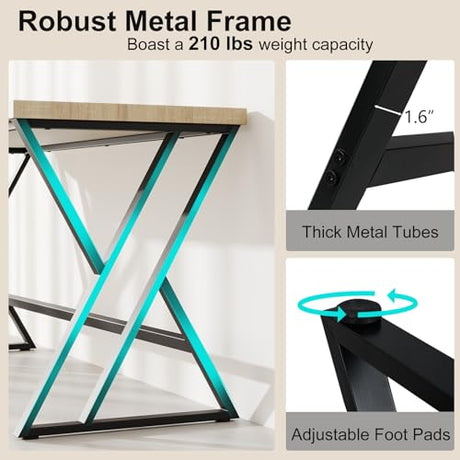 Tangkula 59" Computer Desk, Home Office Desk with Heavy-Duty Metal Frame & Crossbar, Executive PC Workstation, 5 FT Conference Room Table, Rectangular Meeting Table (Grey,1) Tangkula