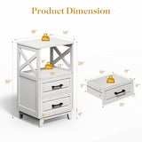 May in Color Set of 2 White Nightstand with 2 Drawers and Open Shelf, Bedside Table with Solid Feet, Modern Night Stand End Table for Bedroom, Living Room, Home Office May in Color