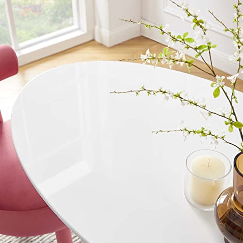 Modway Lippa 48" Mid-Century Modern Dining Table with Oval Top and Pedestal Base in White Modway