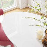 Modway Lippa 48" Mid-Century Modern Dining Table with Oval Top and Pedestal Base in White Modway