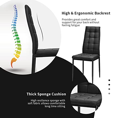 Giantex 5-Pieces Dining Table Set for 4, 63" Large Kitchen Table and 4 Fabric Dining Chairs with Padded Seat, High Backrest, Anti-Slip Foot Pad, Space-Saving Dinette Set for Restaurant Giantex