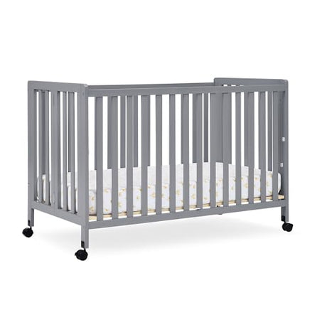 Simmons Kids Aria Full Size Portable Folding Crib - Greenguard Gold Certified, Grey Delta Children