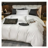 JIQHOHX 3pcs/Set White Duvet Cover Set Egyptian Cotton Luxury Bedding Sets Single Queen King Bed Cover Solid Quilt Cover with Pillowcase,Summer Duvet Cover Sets (F Cover 200X230 cm) JIQHOHX