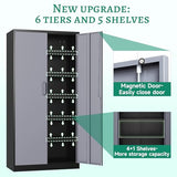 Letaya Metal Storage Cabinet,72'' Employee Lockers Steel Wardrobe with Lock Door for Office,Home,School,Gym,Fire Department,Hotel(72“-Black&Gray) Letaya