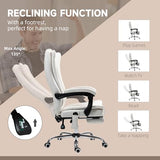 Vinsetto 6 Point Vibration Massage Office Chair, High Back Computer Chair with Heat, Adjustable Height, Reclining Backrest and Retractable Footrest, White Vinsetto