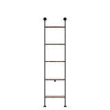 Axeman 5-Tier Ladder Shelf, Tall Narrow Bookcase for Small Spaces, Book Storage Organizer Case for Living Room, Home Office, Study, Industrial Style Black Metal Frame and Rustic Brown Shelf Axeman