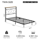 HAUSOURCE Twin Size Floating Bed Frame with Storage Headboard Metal Platform Bed Frame with LED Lights and Charging Station Easy Assembly No Box Spring Needed HAUSOURCE