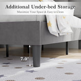 VECELO Twin Size Bed Frame with Upholstered Headboard, Heavy-Duty Bedframe with Wooden Slats & Steel Framework, Easy Assembly, Dark Grey VECELO