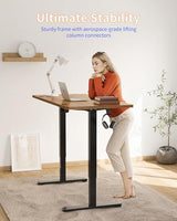 YIHAYO Electric Standing Desk, 40 x 24 Inches Stand Up Desk with Splice Board, Adjustable Height Desk, Computer Desk for Home Office, Black Frame/Rustic Brown Top YIHAYO