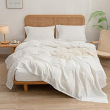 BESTOUCH Sheet Set 100% Washed Cotton Linen Feel Super Soft Comfortable Chic Lightweight 3 Pcs Home Bedding Set Solid Off White Twin BESTOUCH